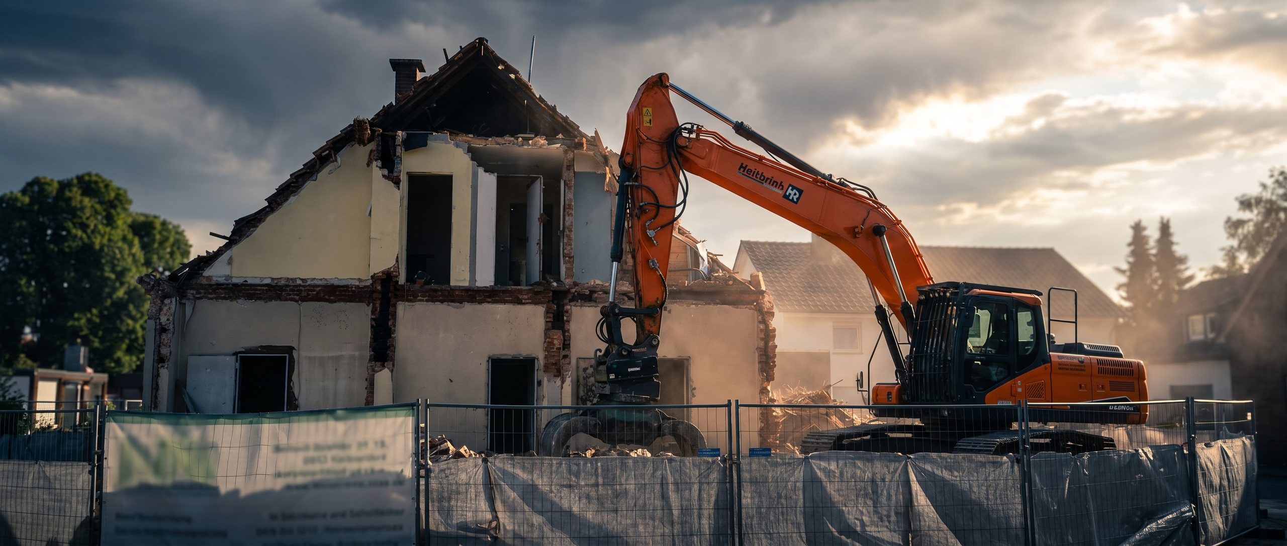 Bagger beim Rückbau eines Wohnhauses